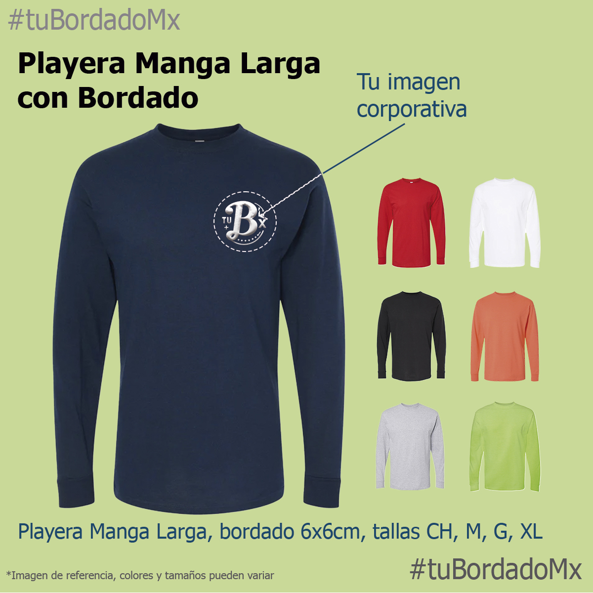 Playera Manga Larga Bordada