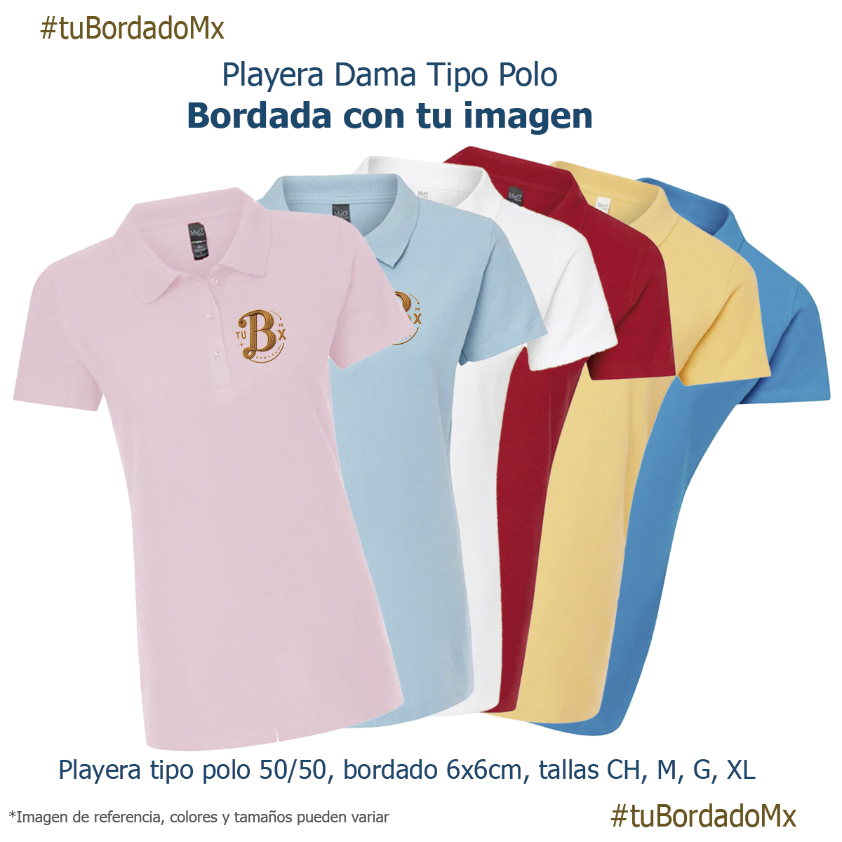 Playera Dama Tipo Polo Bordada